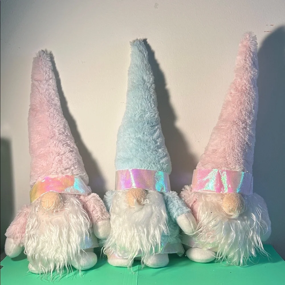Set of Three Pastel Gnome Plushies